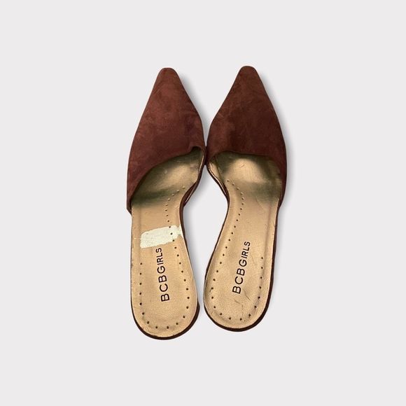 BCBGirls Shoes - BCB Girls  Brow Suede Mules Heels Shoe Size 7 B